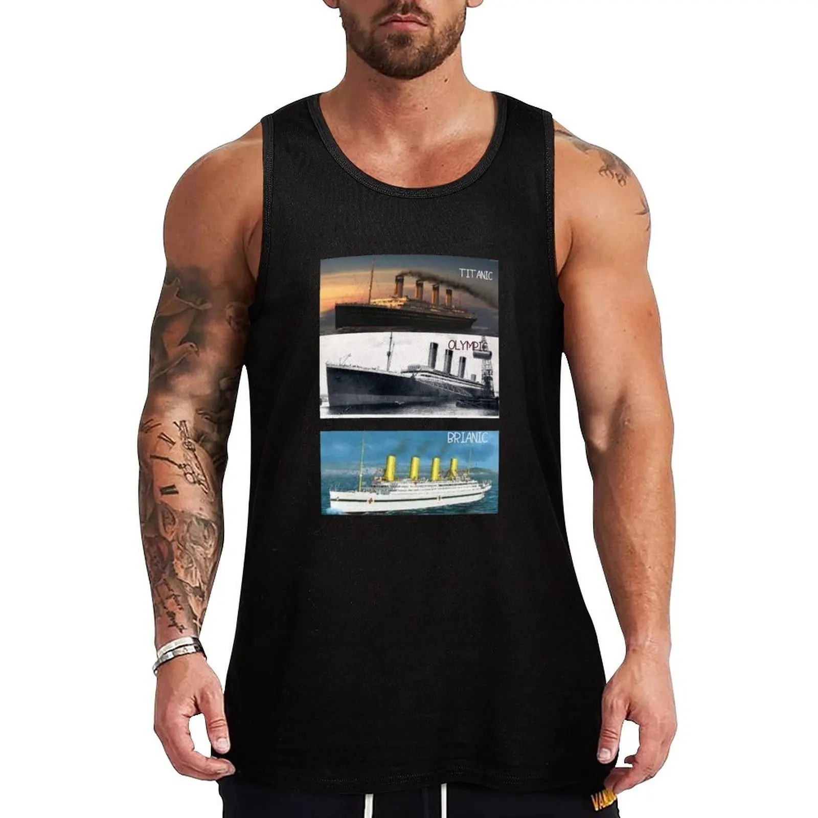 Titanic,britanic sister ship,iceberg,white star star liners,ship Tank Top Man summer clothes running shirt underwear