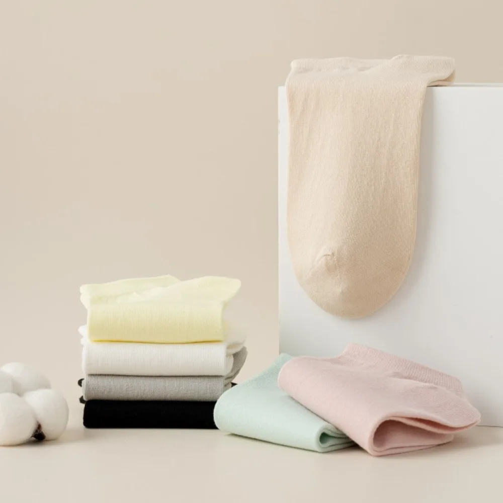 7pairs Portable Thin Travel Disposable Socks Breathable Cotton Women Boat Socks Low Cut Solid Color Men Short Socks Spring