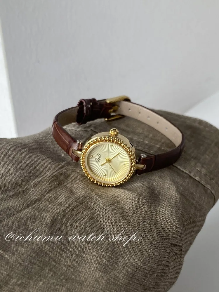 

Vintage Women's Watch Luxury Gold Clock Fine Strap Waterproof Quartz Watch Elegant and Delicate Watches for Woman