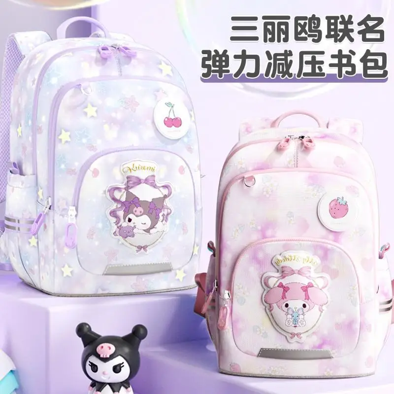 

Sanrios Kuromi My Melody Schoolbag High-Capacity Children Good-Looking Backpack Lighten The Burden Waterproof Cute Cartoon Gift