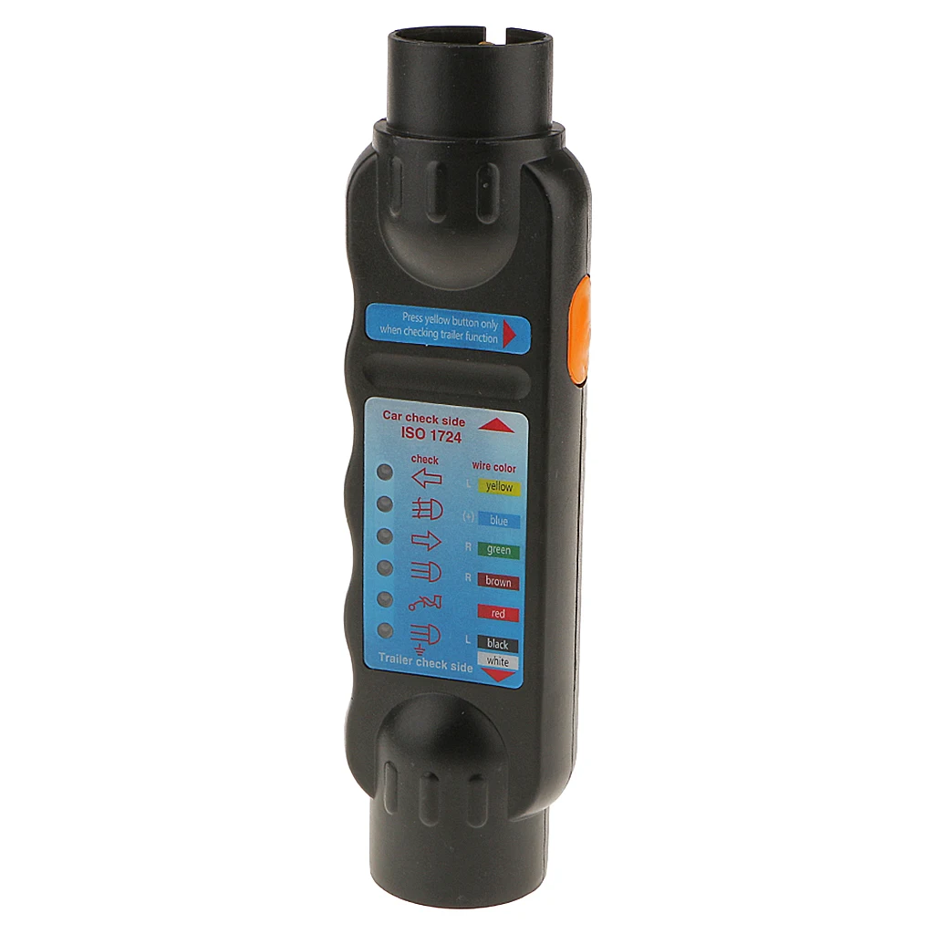 Professional Trailer Wiring Tester 7 Pin Plug Copper Resistance Meter LED Lights for Vehicle Towing Diagnostics