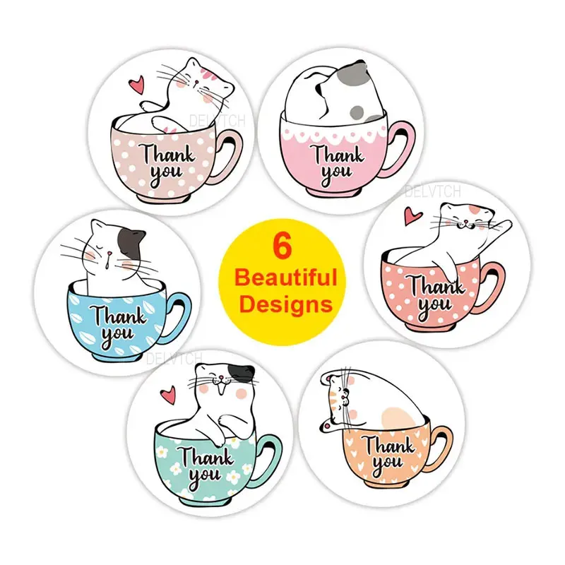 500Pcs Cute Cartoon Cat Children Stationery Sticker Label Teacher Student Motivational Encourage Reward Kid DIY Decoration Decal