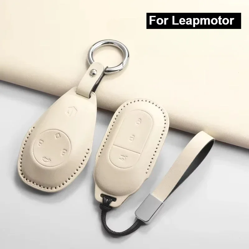 

Car Key Case Cover Shell Fob for Leapmotor C01 T03 S01 C11 Leap Motor Leapmotor T03 S01 C11 for 2023-2025 PU Leather Keyring