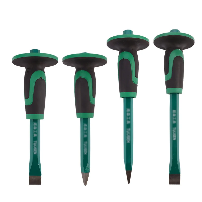 

Industry Masonry Chisel With Hand Guard, Heavy Duty Pointed/ Flat End Rock Concrete Stone Chisel for Demolishing Carving