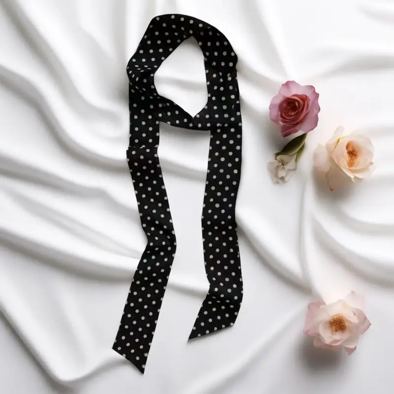 

Dotted Small Scarf Women Slim Long Corners Versatile Worn Bags Shirts Ribbons Ribbons Turbantes Scarf Y2k Szaliki 4w939