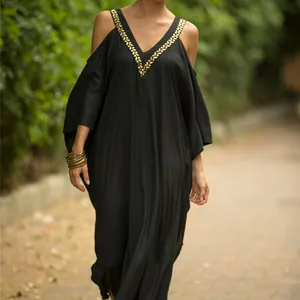 فستان قفطان ماكسي تركي بارد الكتف ، ملابس سباحة مغطاة ، ملابس عطلة صيفية أفضل 12 مبيعات بدلات تركية - رقم 8