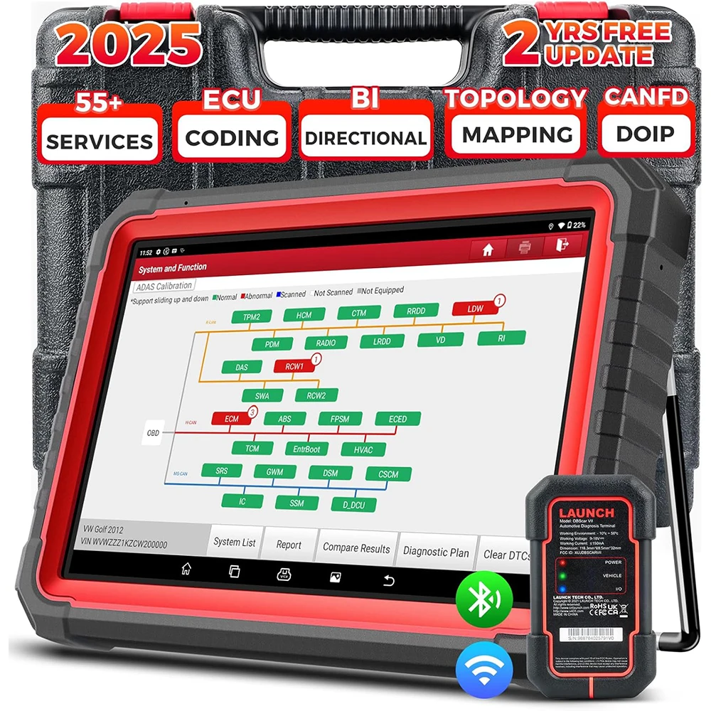 Launch X431 PRO3S+ V5.0 Bidirection Scan Tool HD Truck Topology Map ECU Coding 55+Service Full System CANFD DOIP DBS Car VII VCI