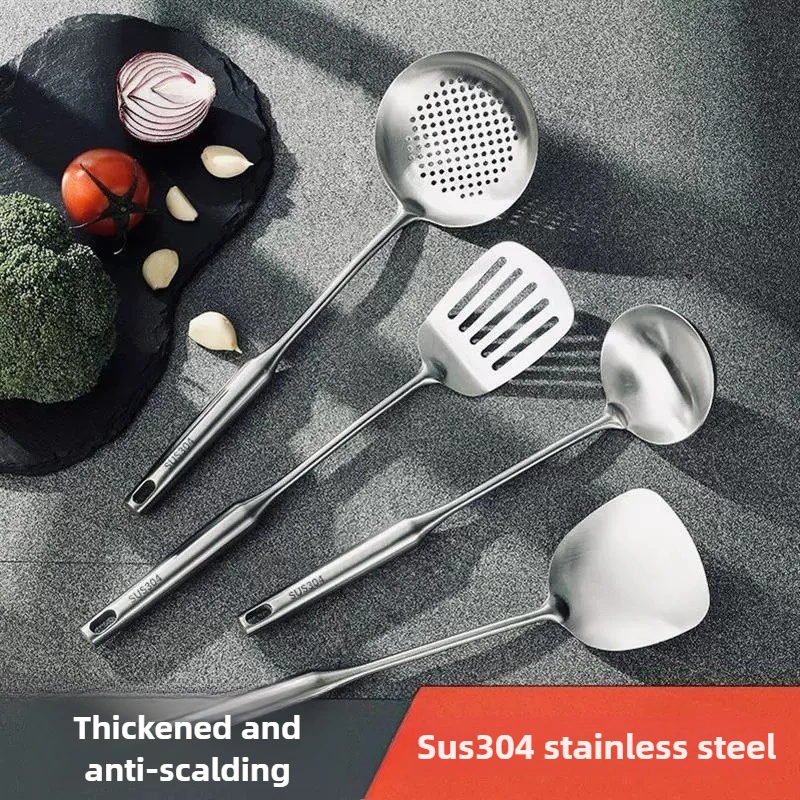 304 Stainless Steel Wok Spatula Metal kitchen utensils Slotted Turner Spoon Ladle Cooking Tools Utensil Set Kitchen Accessories