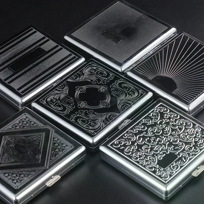 علبة سجائر معدنية فضية محمولة للسجائر السميكة فليب مفتوح السفر حاوية السجائر حامل الصندوق التدخين في الهواء الطلق #3