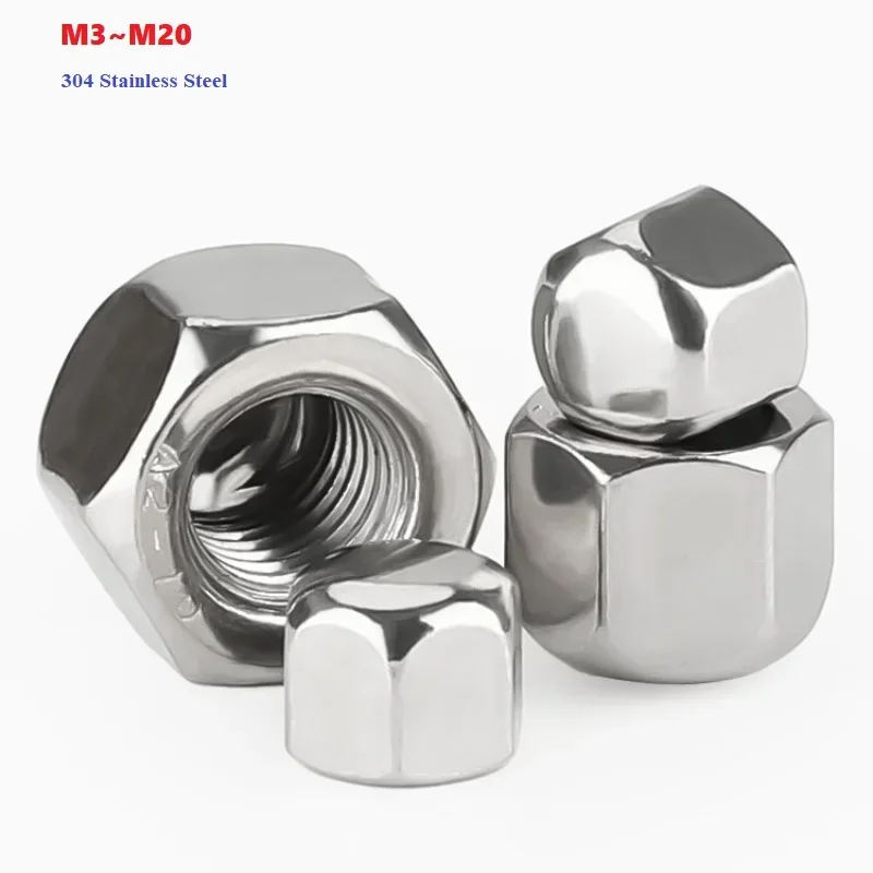 M3 M4 M5 M6 M8 M10 M12 M14 M16 M20 304 Stainless Steel Short Hexagonal Thin Cap Rubber Nut Blind Hole Decorative Screw Cap