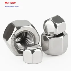 M3 M4 M5 M6 M8 M10 M12 M14 M16 M20 304 Stainless Steel Short Hexagonal Thin Cap Rubber Nut Blind Hole Decorative Screw Cap