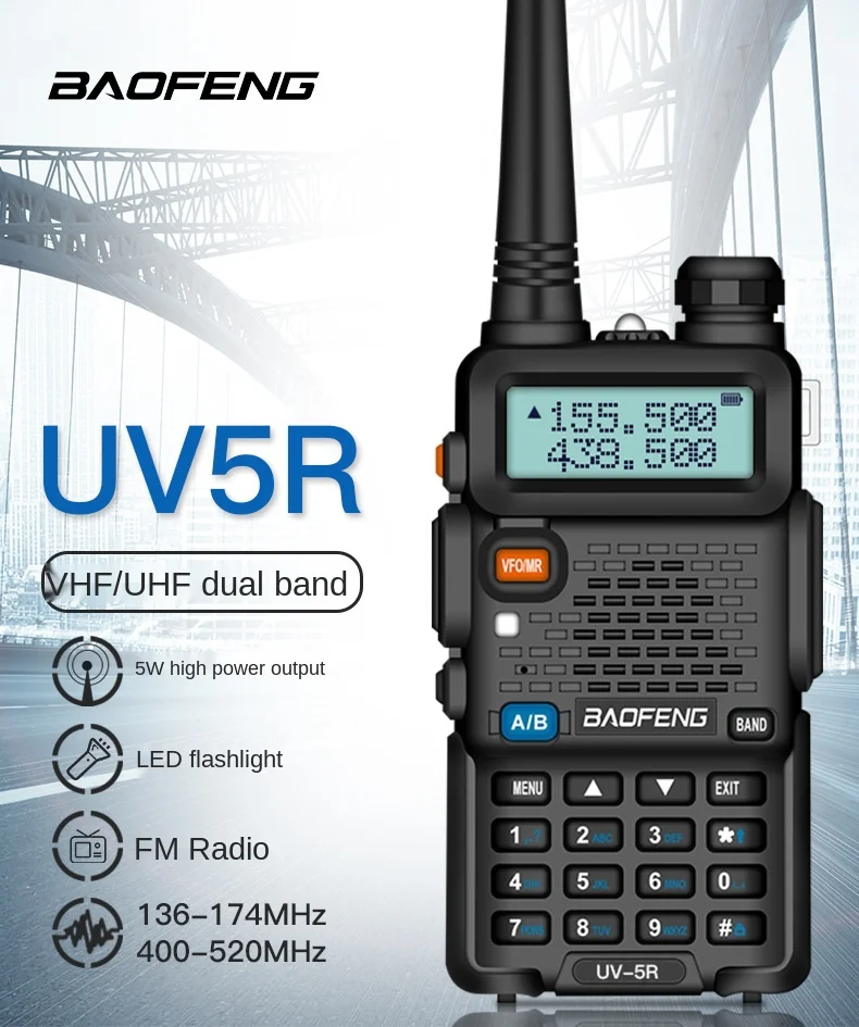 

Baofeng UV-5R Car Walkie Talkie BF-UV5R Dual Band Civil Outdoor Self-Driving Travel Vehicular Transceiver Wireless Portable FM