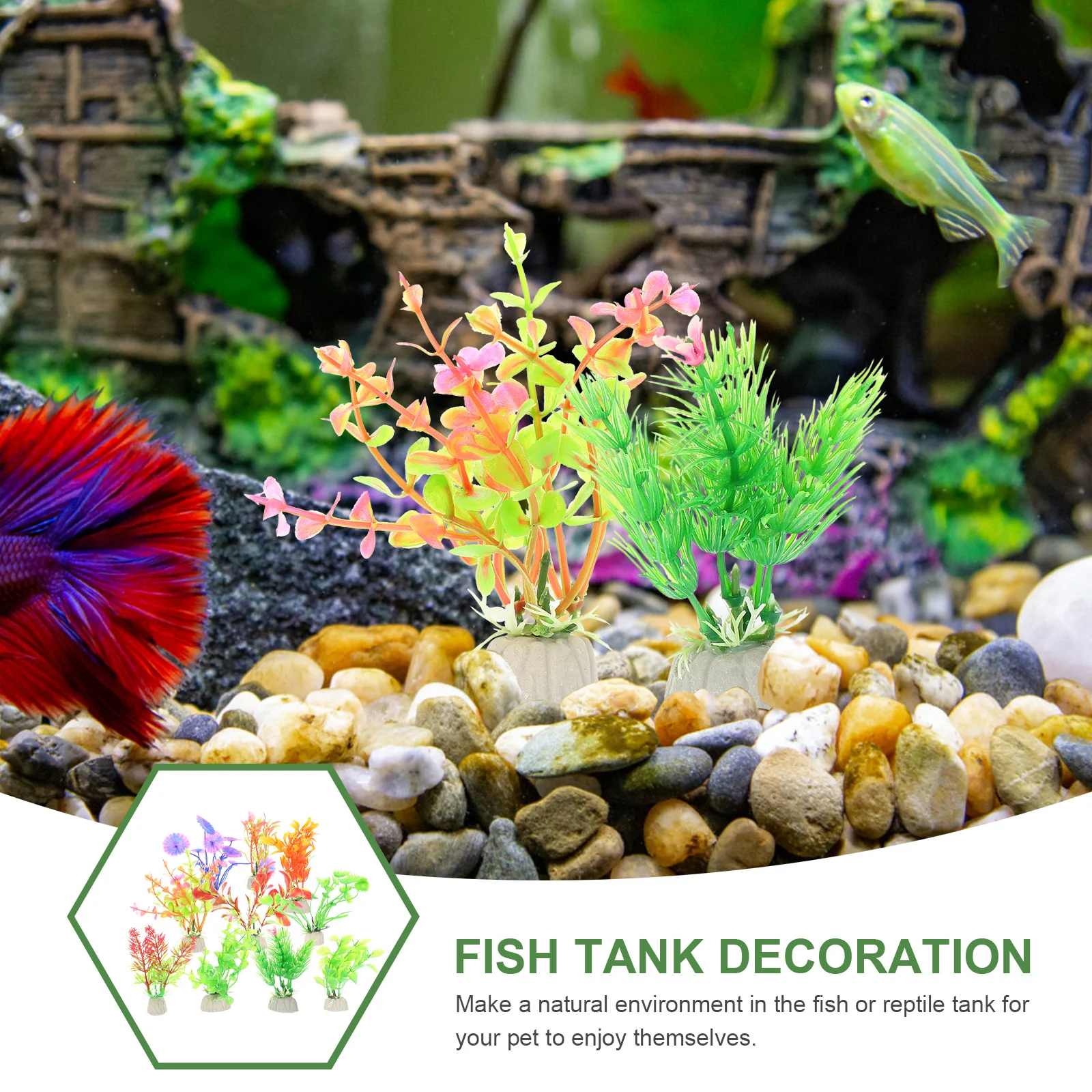 

10Pcs Simulation Plastic Aquarium Plants Artificial Fish Tank Decoration Realistic Aquatic Plant Accessories Aquatic Plants