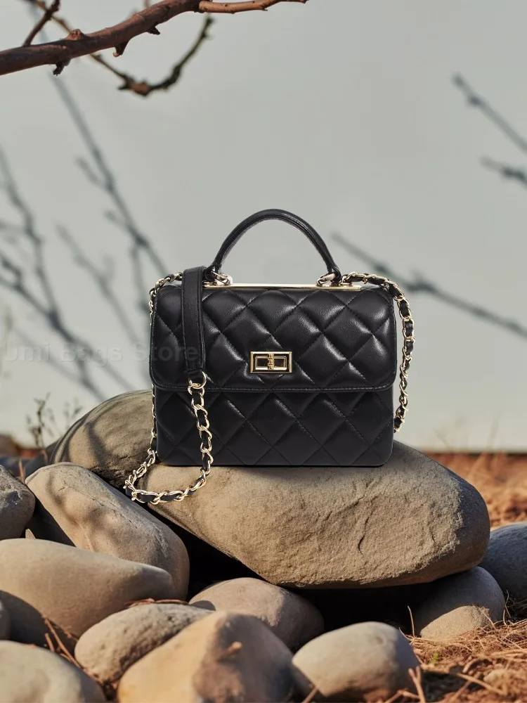 

Fashion Trend Women's Designer Handbag Crossbody Bag Solid Leather Bag Diamond Latice Chain Bag Commuter Bag Simple Cowhide Bag
