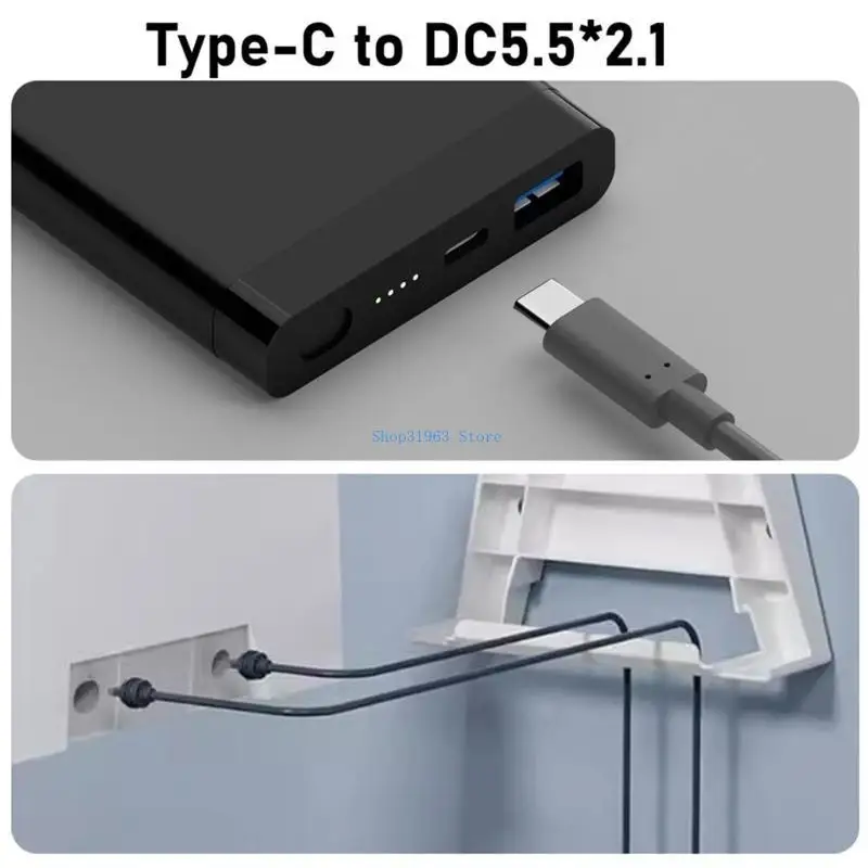 L4MA Mini TypeC DC5521 Waterproof Power Cable Ensures Safe Power Charging Cord