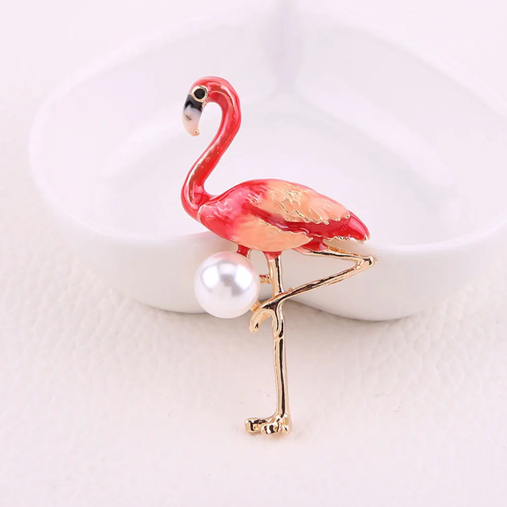 3pcs Flamingo Brooch Alloy Pin Red Purple Blue For Women Girls Fashion Jewelry Dress Accessory Party Wedding Ceremony Decor