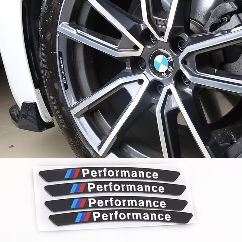 4Pcs Wheel Metal Stickers Hub Decorative Strip For BMW Performance F30 F10 E90 F20 E46 E60 E70 E39 E36 E87 X7 E92 E91 E28 X3 G11