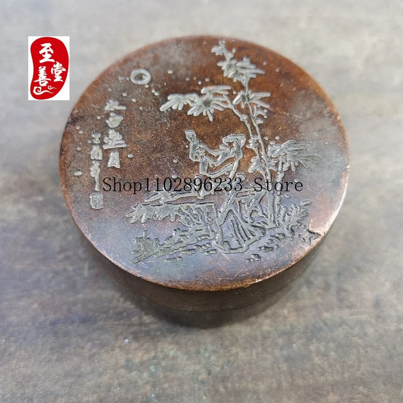 Antique-style alloy copper decorative piece for the living room, featuring a round design inspired by the poem 