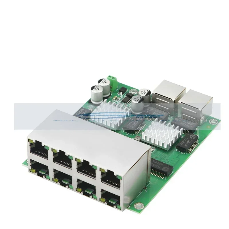 10 Poort Full Gigabit Switch Module, Industriële Grade Ingebouwde Netwerkcommunicatienetwerkpoort Uitbreidingskaart, 8-weg Poe