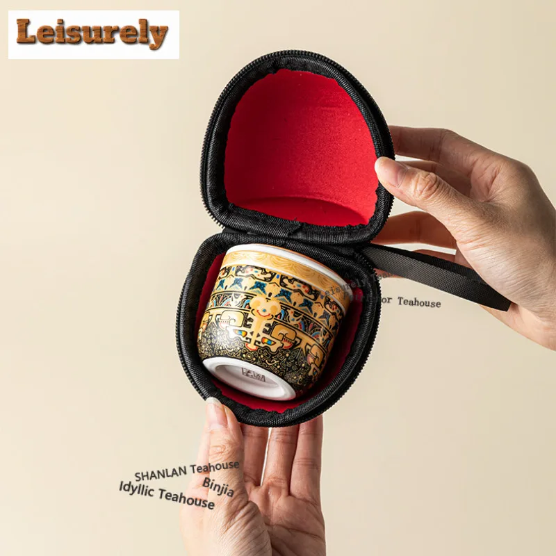 

Tangka Эмалированный цветной дорожный чайный сервиз, традиционный 1 чашка, органайзер для приготовления чая, портативная уличная большая сумка, украшения, подарок для рукоделия