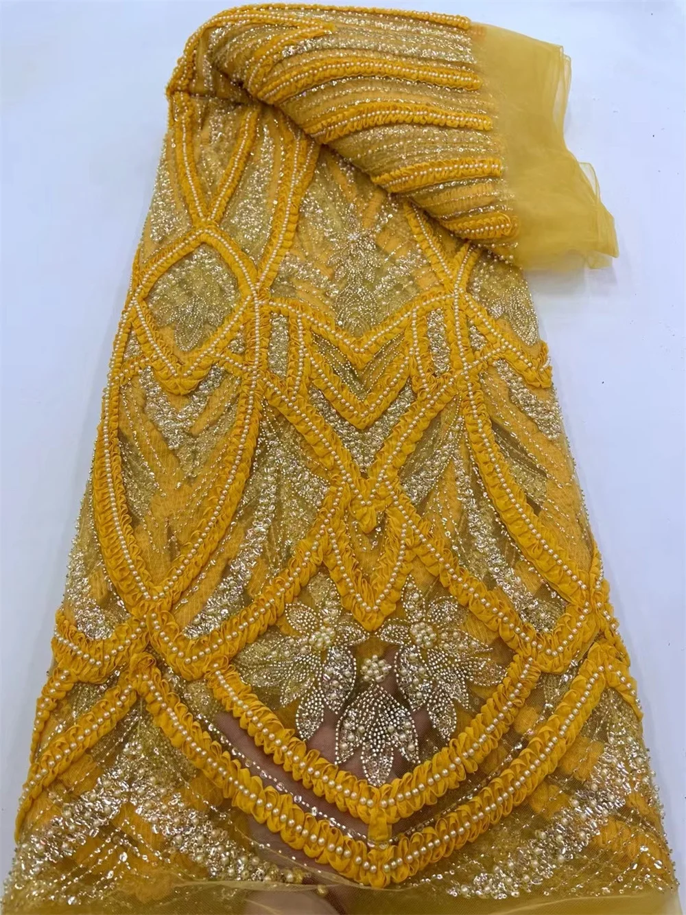 African Lace Fabric High Quality 2025 Green Sequin Fabric Embroidered Dubai 2025 Fashion Net For Wedding Dresses Wedding A1121-1
