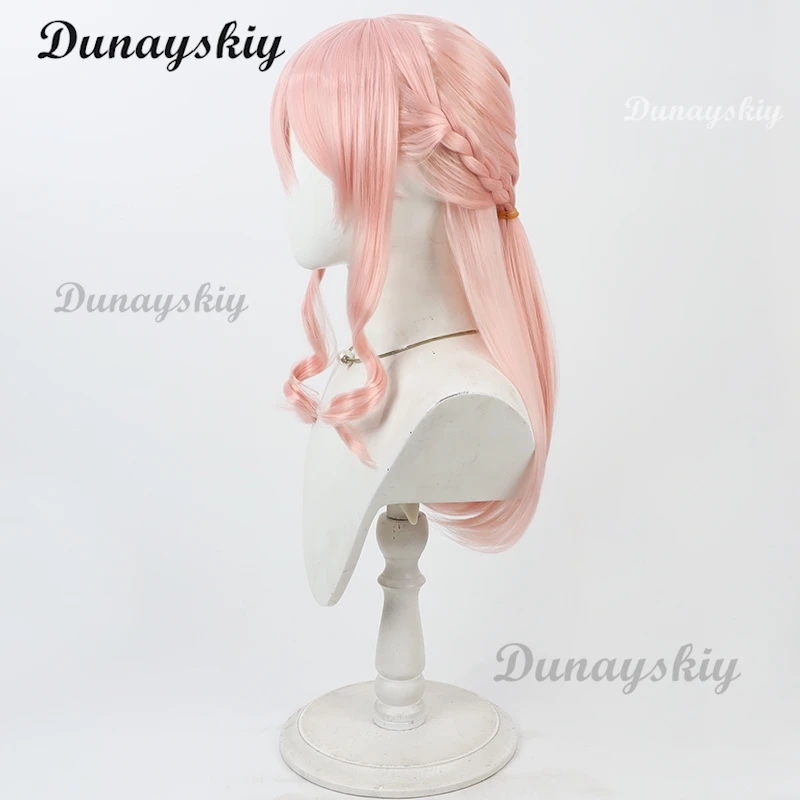 Akiyama Mizuki MZK 2 Game PJSK Amia Coaplay شعر مستعار وردي مجعد جديلة الشعر الأسود القرن الدعامة لطيف فتاة النساء هالوين كوس مخصص #4