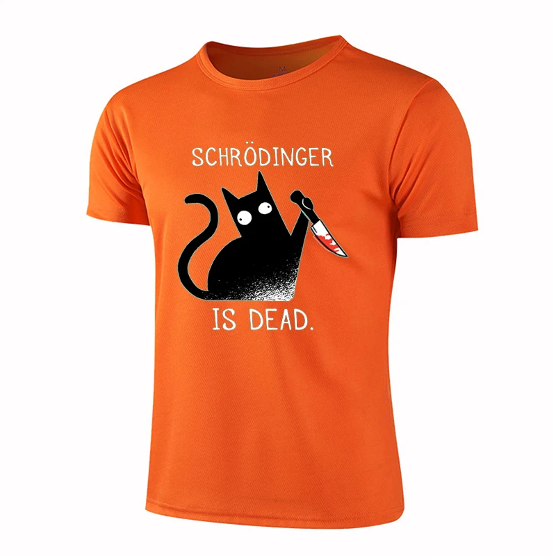 Schrodinger Is Dead Black Cat Fashion Soft T-Shirt Man High Quality T-Shirts Oversized T Shirts Fibre Short Sleeve Street Tops