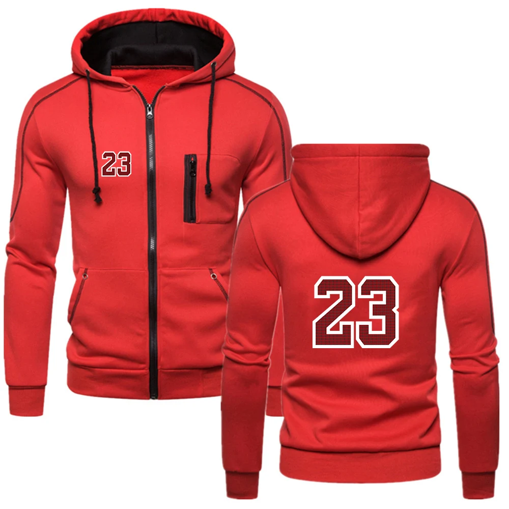 

2025 Spring Autumn Men JDN 23 Letter Basketball Players Logo Print Classic Solid Color Cardigan Zipper Popular Hooded Sweatshirt
