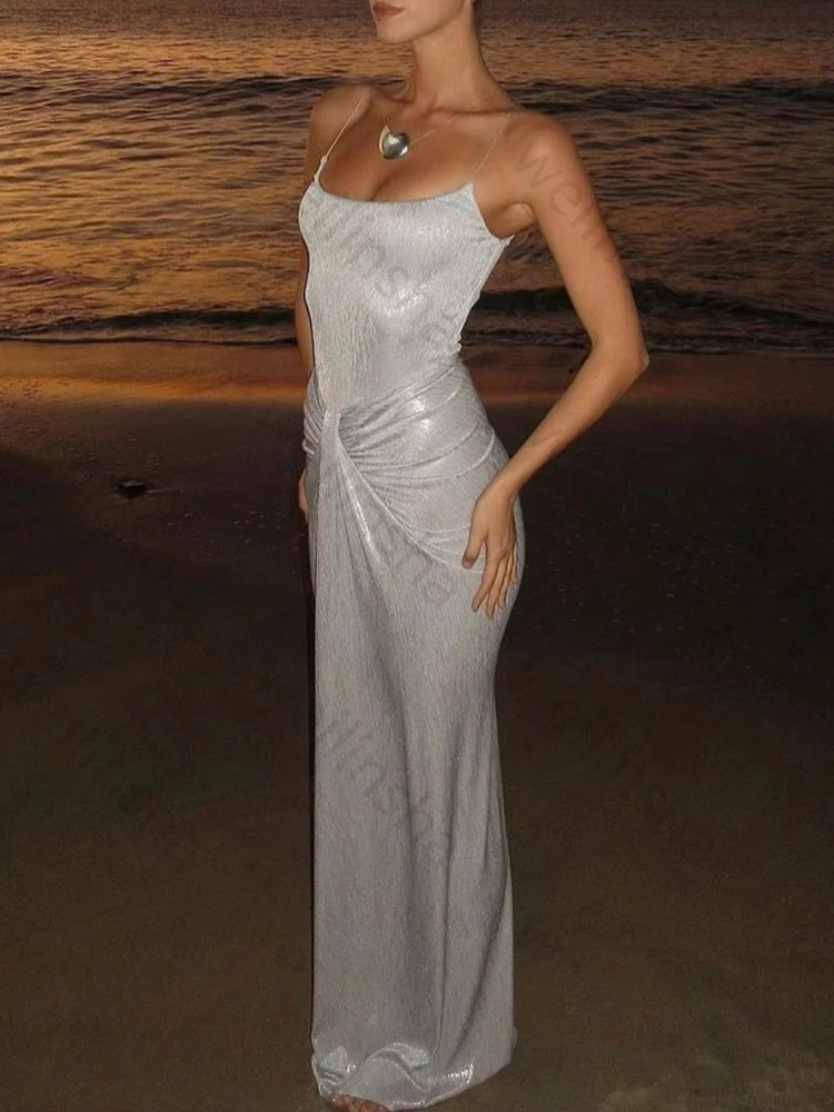 فساتين سهرة بحزام سباغيتي بدون أكمام وطيات أنيقة للمشاهير، فستان رائع عالي الجودة للحفلات الراقصة للنساء حسب الطلب #2