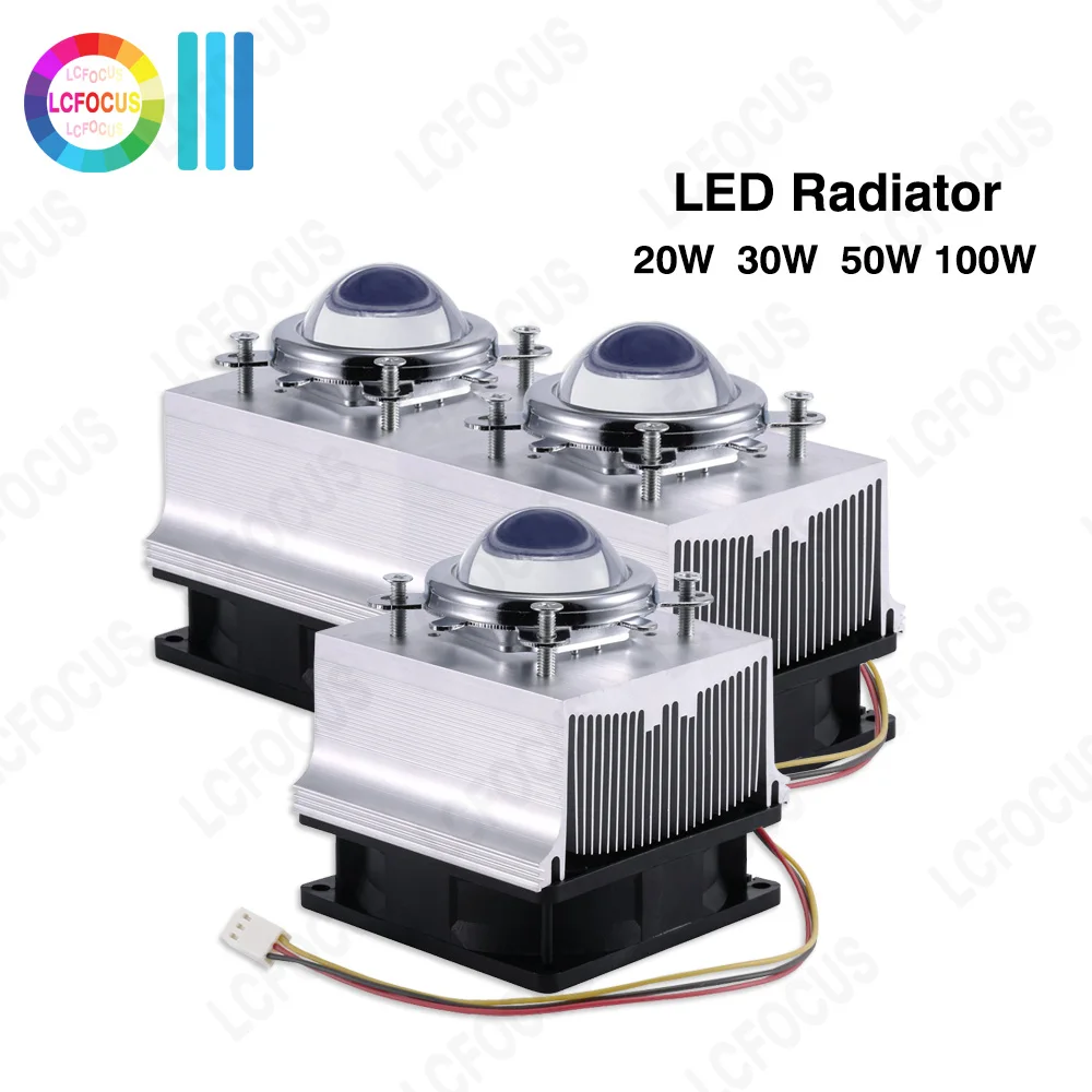 

Heatsink Cooling Radiator + 60 90 120 Degrees Lenes + Reflector + Bracket + 12V 110V 220V Fans For 20W 30W 50W 100W LED Chip