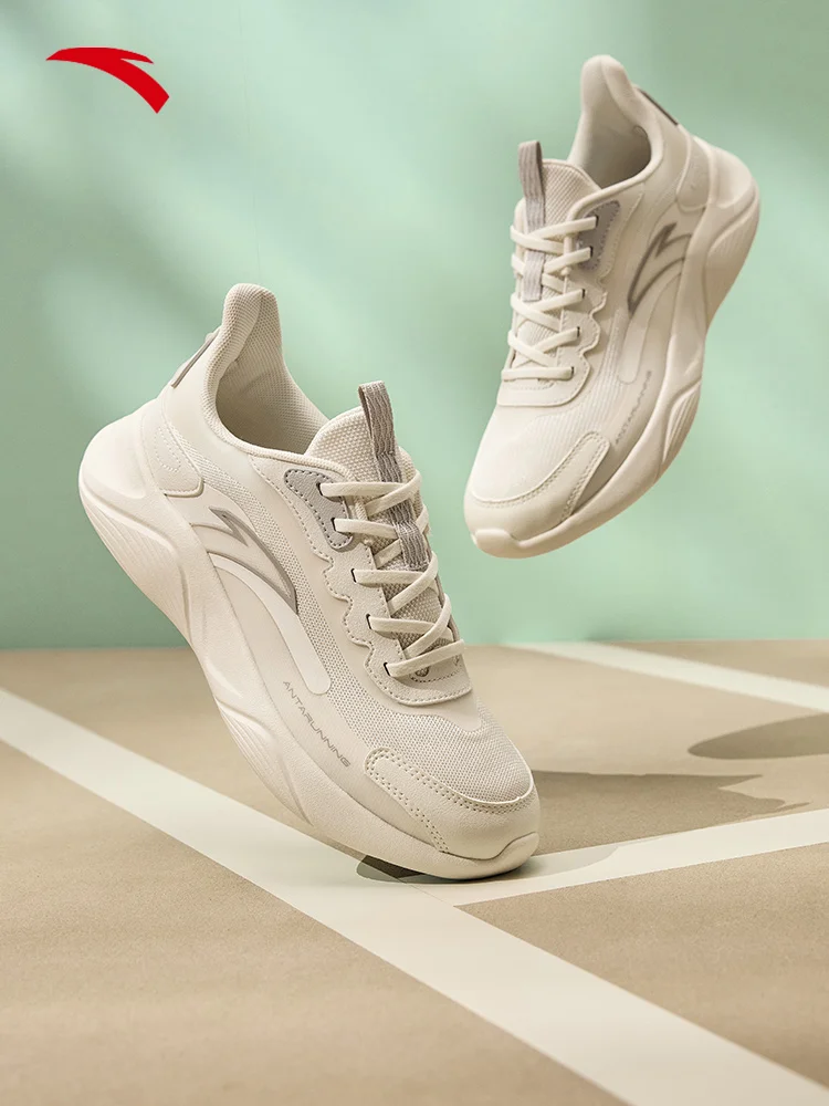 ANTA Lingyun Zapatillas para correr para mujer, transpirables y cómodas, suela blanda, absorción de golpes, zapatillas deportivas de suela gruesa para mujer