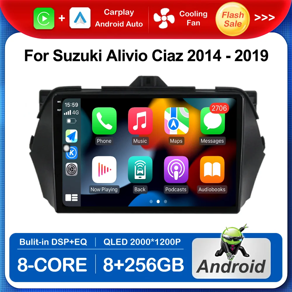 

9 inch for Suzuki Alivio Ciaz 2014 - 2019 Android OS Multimedia Autoradio Wireless GPS Navigation Carplay Bluetooth 4G Head Unit