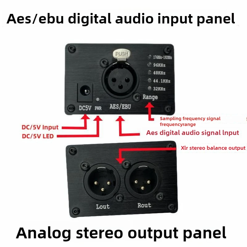 Il decodificatore audio stereo da digitale-analogico AES/EBU supporta le tariffe di campionamento di 32-192K e conversione automatica di frequenza LED