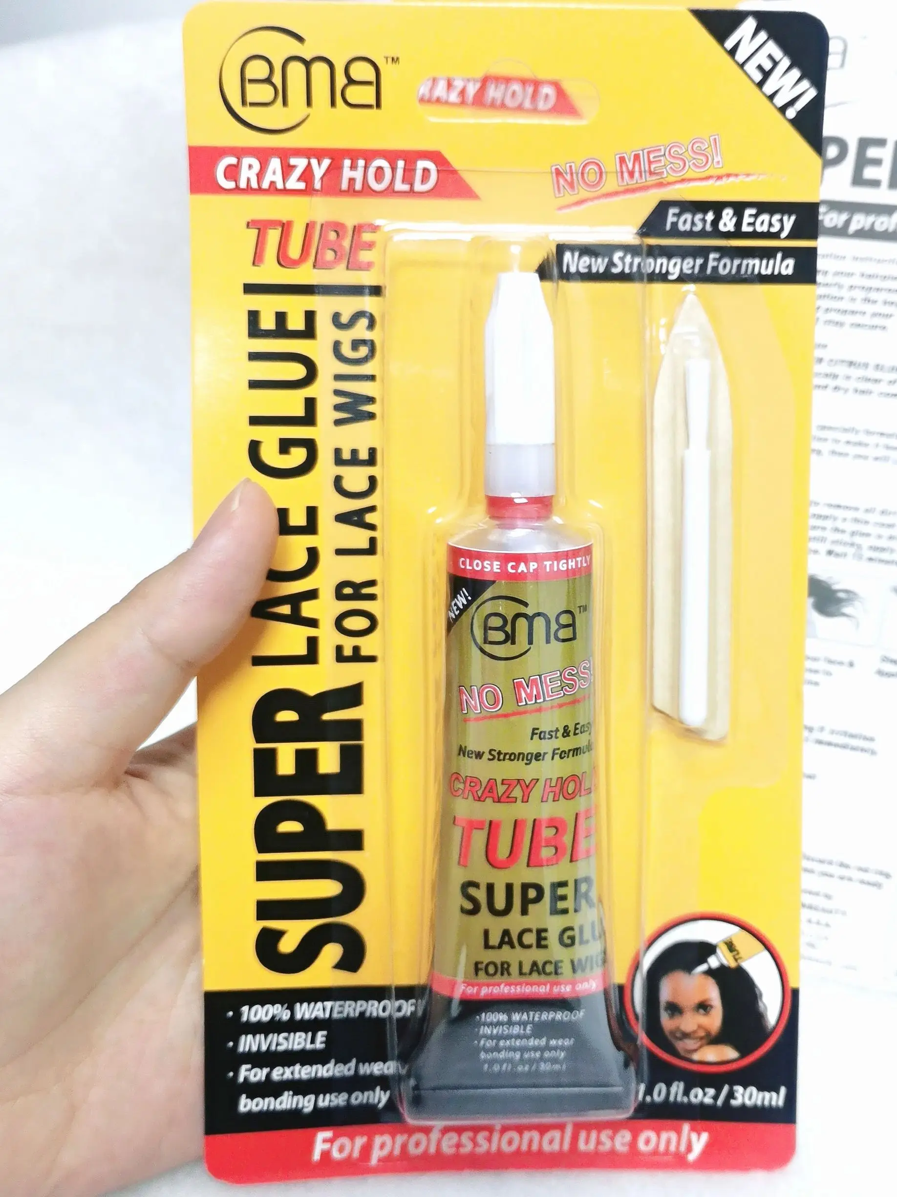 Crazy Hold TUBE Super Lace Glue For Lace Wigs Waterproof Invisible Bonding Glue Replace Adhesive Strong Hold Hair Glue 30ml