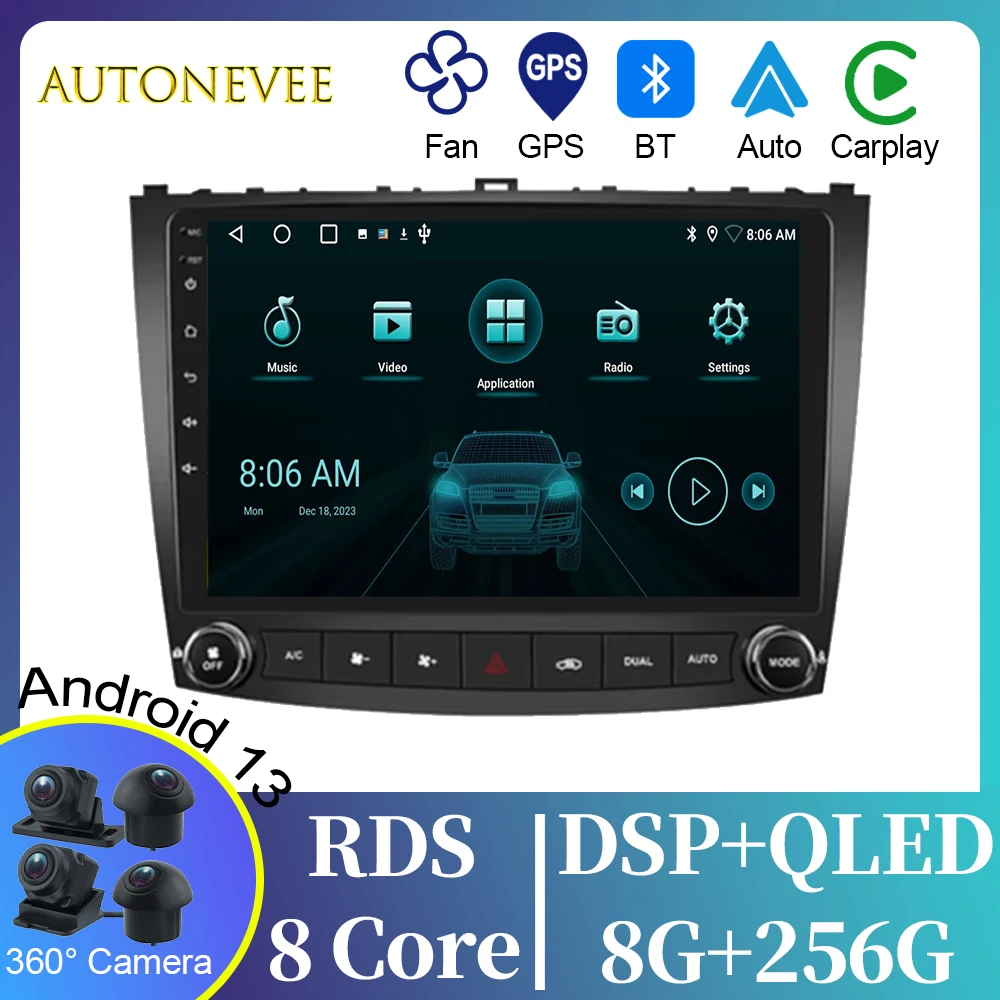 7862 Carplay Android 14 For Lexus IS250 IS300 IS200 IS220 IS350 2005-2012 Stereo Carplay 4G Head Unit GPS Navigation No 2din DVD