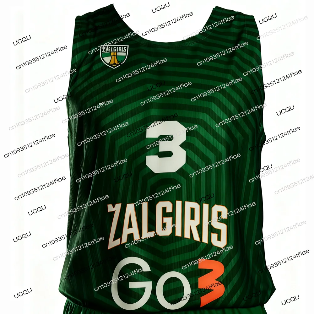 2026 Žalgiris Kaunas Basketball Game Jersey Men's/Kids Basketball Sports Quick-Drying Vest Fan Special Basketball Jersey Set