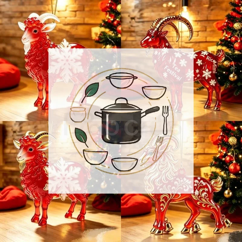 2D Acrylic Chinese Zodiac Goat Hanging Ornament Auspicious Red Gold Design For Spring Festival New Year Home Decoration