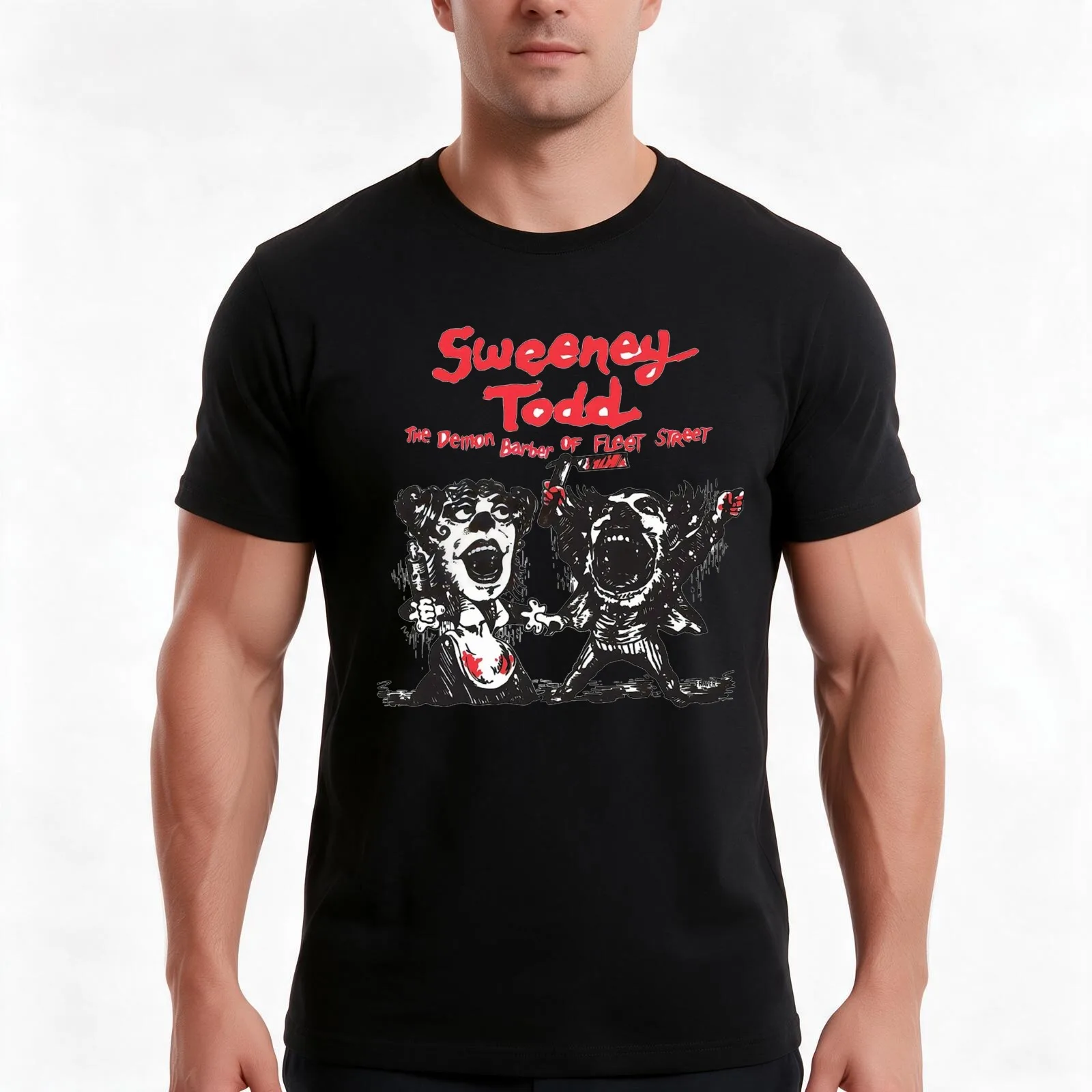 Sweeney Todd title logo T-Shirt Summer Casual Cotton Tee Oversized Streetwear Tops Vintage Graphic Print Unisex Men Women
