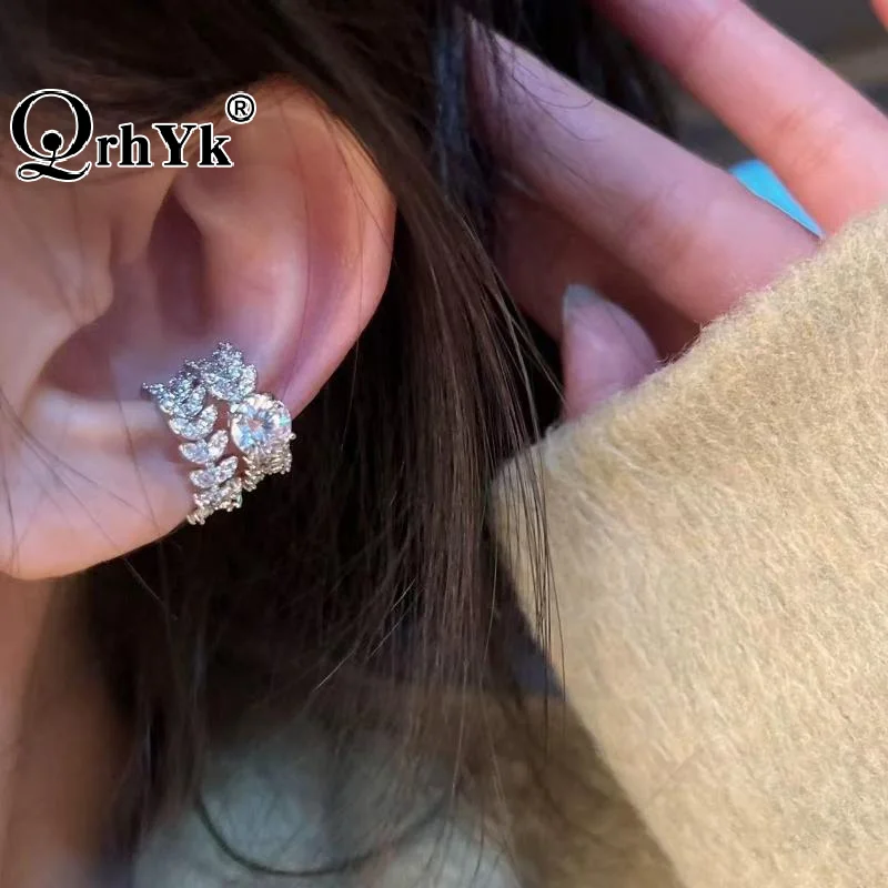 1/2Pcs Exquisit Round Zircon C Shape Clip Earrings For Women Girls Fashion Non-Piercingg Ear Cuff Daily Wear Jewelry Gifts