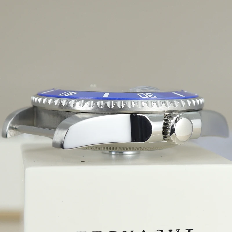 40 مللي متر مقاومة للماء ساعة حافظة الياقوت الكريستال ل Seiko NH35 NH36 NH34 8215 2824 حركة 28.5 مللي متر الطلب الفرعية الأزرق السيراميك الحافة