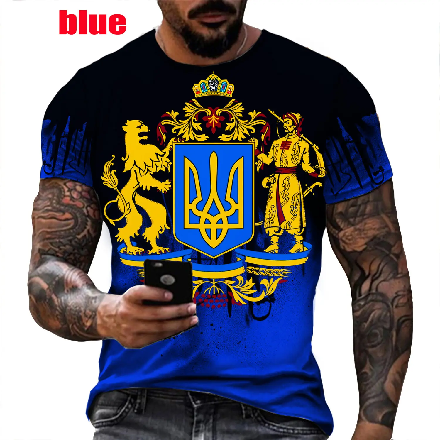 Camouflage Pattern Ukraine Flag 3d Printing T-shirt Summer Fashion Short Sleeve Retro Harajuku Casual Personality Tee
