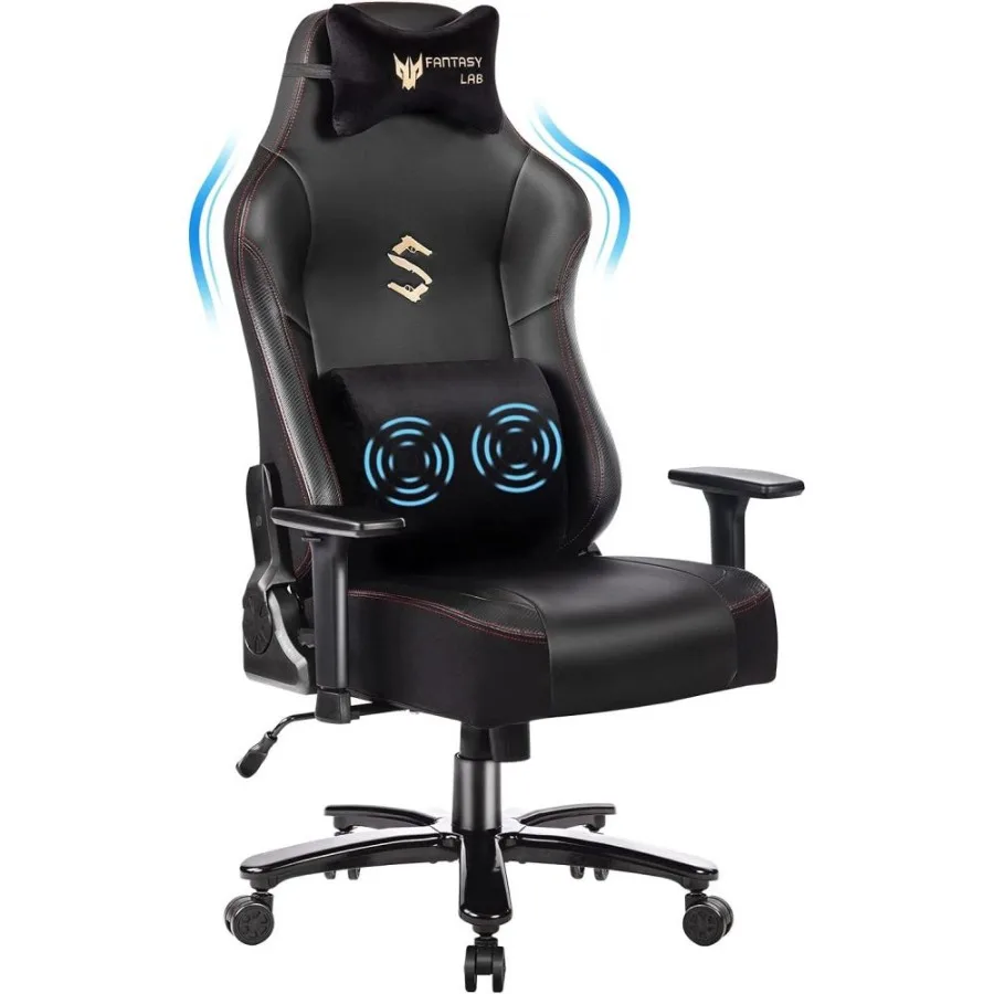 Gaming Stuhl mit Massagefunktion Racing Gamer Stuhl mit Massage Lendenwirbelstütze Gaming Sessel 180KG Belastbarkeit 55