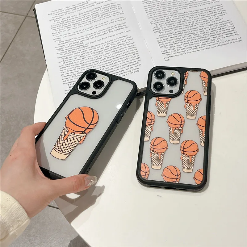 Golden Armor Series Basketball Ice Cream Cartoon Phone Case For iPhone 15 14 13 12 11 7 8 X XR XS Shockproof Hard Cover Cape