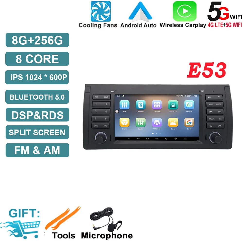 Android OS Auto Radio GPS Navigatie voor BMW X5 E53 5-serie E39 M5 1996-2007 DSP Auto Multimedia Speler Stereo WIFI Koelventilator