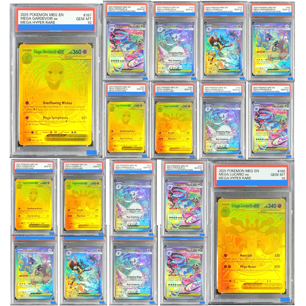 البوكيمون ME01 Mega Evolution Lucario Gardevoir Venusaur Ex Authentication الصف جوهرة MT جمع 10 نقاط تصنيف لعبة ببطاقات ورقية هدية #1