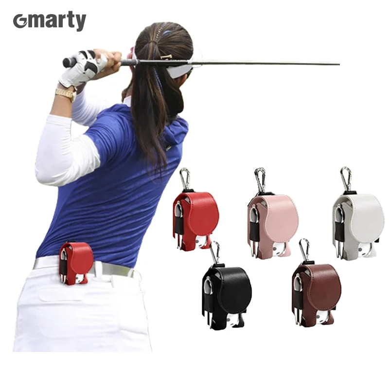 1pc Golf Ball Bag Mini Pocket Leather Golf Ball Storage Bags Metal Button Bag Holder 2 Balls Golf Storage Accessories