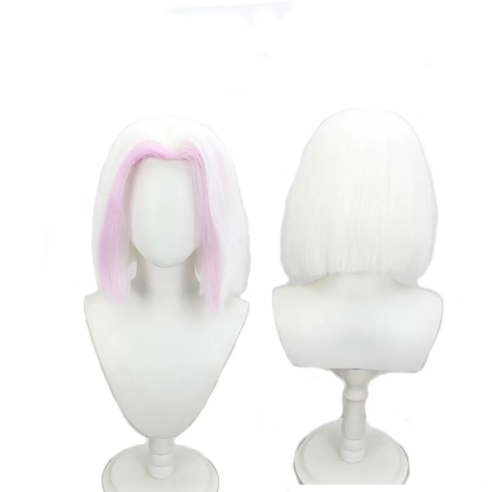 

Helluva Lute Boss Cosplay Wig White with Pink Highlights Hair