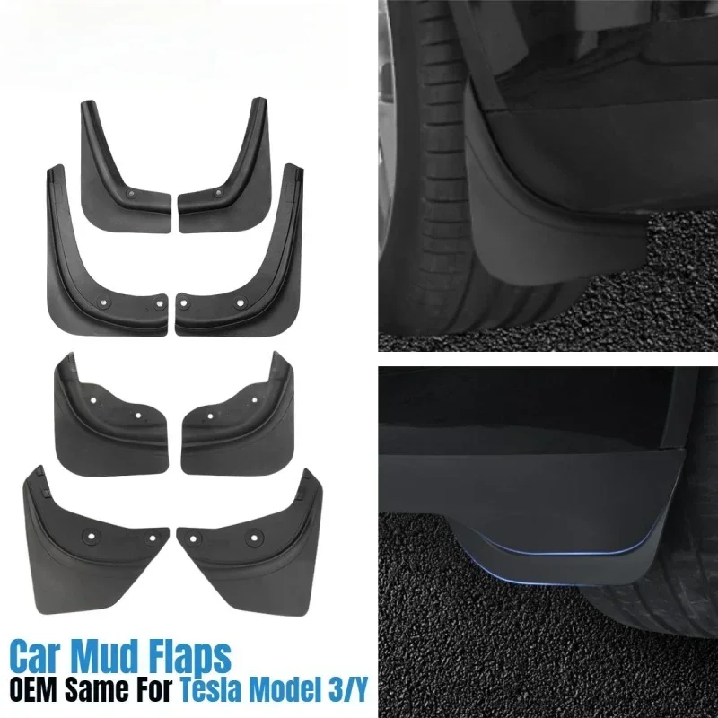 Soft Mud Flaps For Tesla Model Y 3 Highland Accessories TPE Mudguards Original Design Fender Anti-Snow Anti-Sand Guard Protector