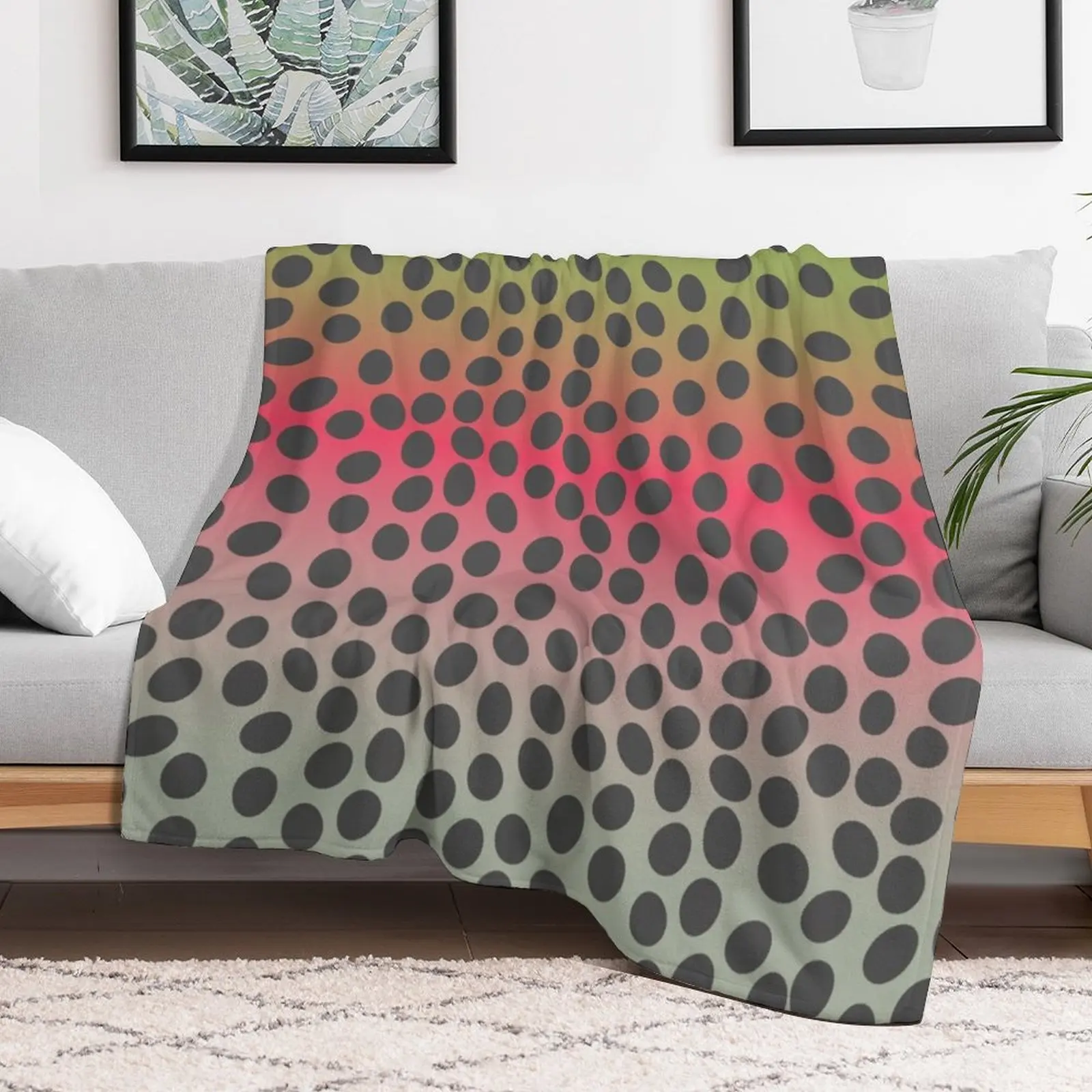 Rainbow Trout Skin Throw Blanket for winter Furrys Blankets