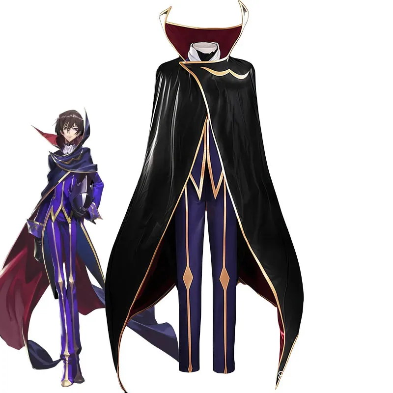 

Code Geass Lelouch of the Rebellion R2 Zero Lelouch Lamperouge Anime Cosplay Costume Cloak Halloween Carnival Party Suit